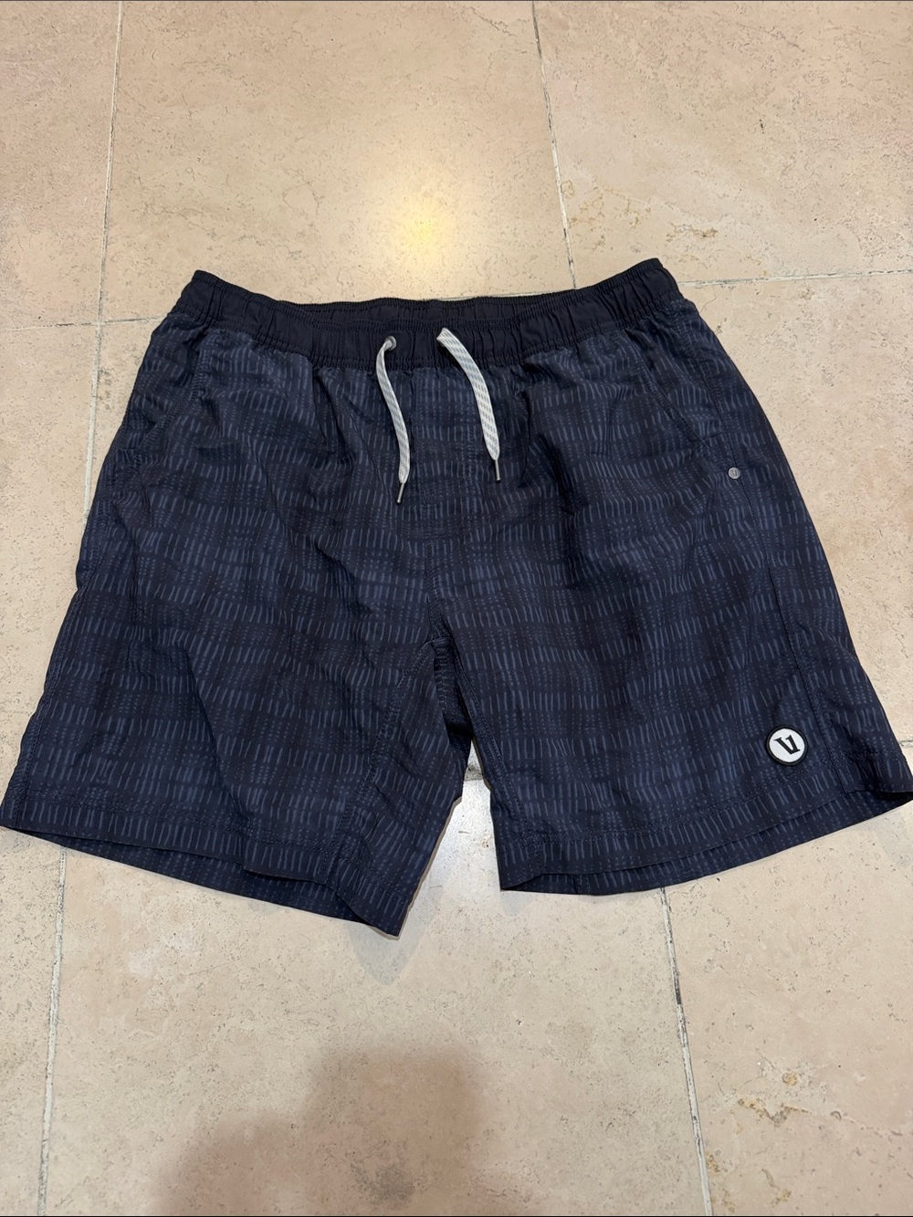 Vuori Black Patterned Shorts with Drawstring